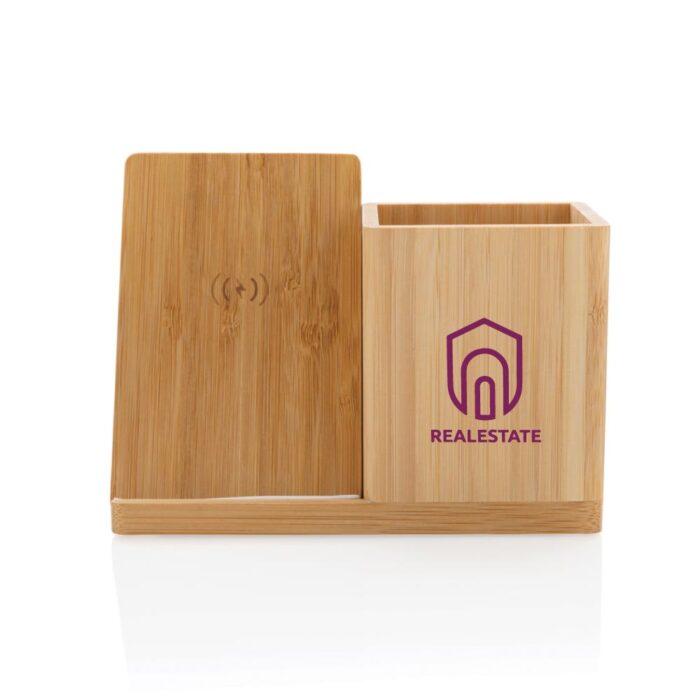 Bamboo Pen Holder with 10W Wireless Chargerss. - Image 2